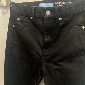 The High Waist Ankle Skinny With Faux Pockets in Black Coated